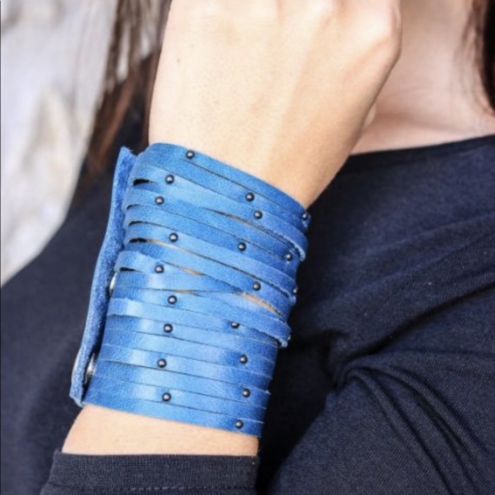 Studded Cuff Bracelet - Blue